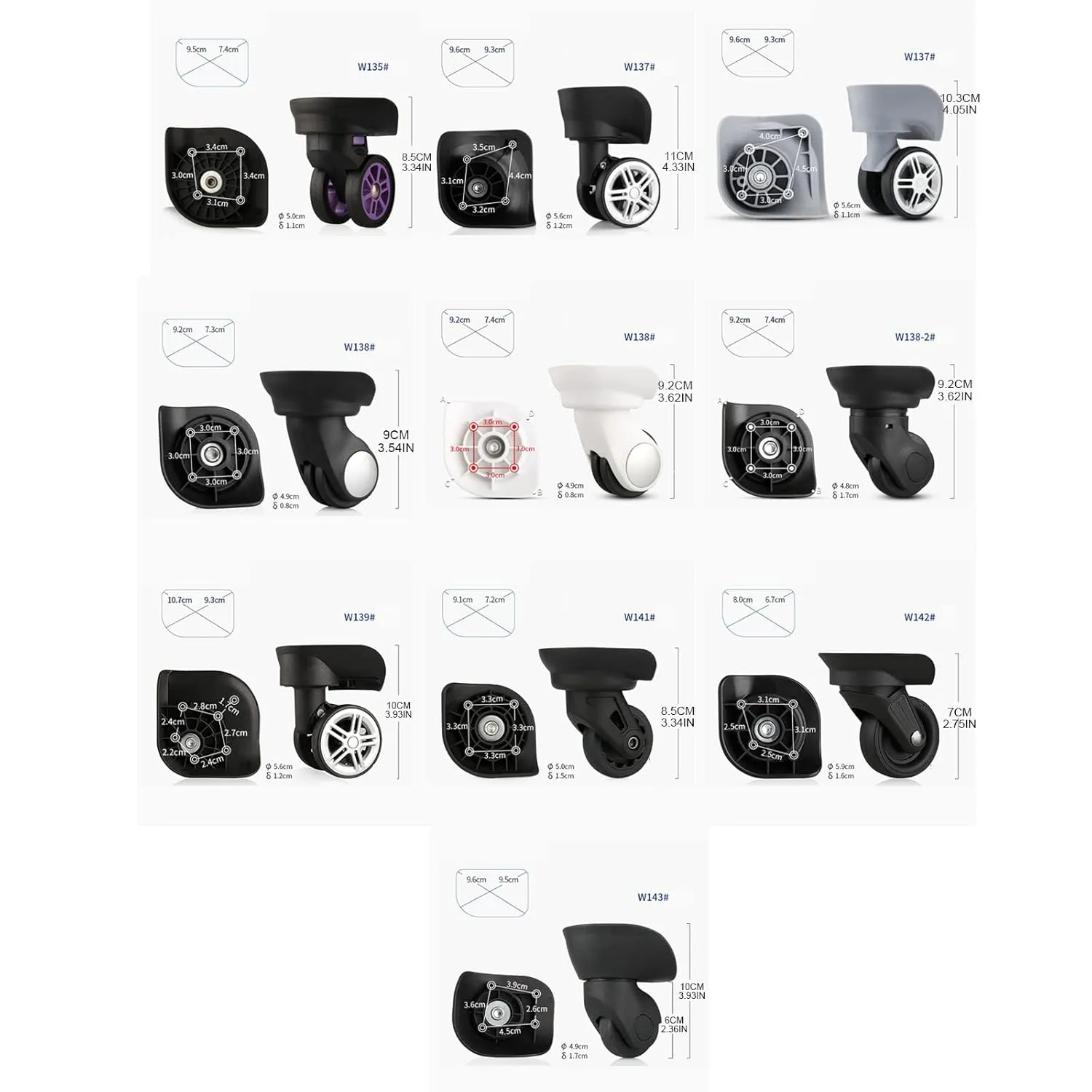 1 Pair Suitcase Luggage Replacement Casters Mute Roller for Travelling Bag Travel Suitcase