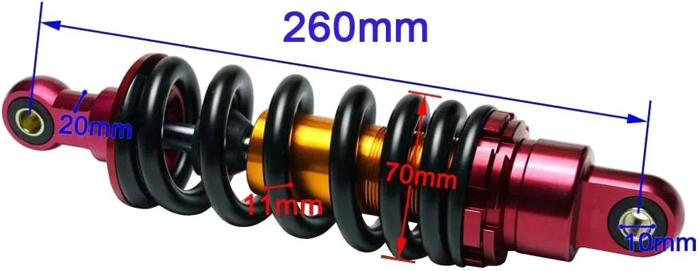 10 5/16" 260mm Rear Shock Absorber Suspension Sensa-Trac Load Adjusting for Dirt Pit Bike Motorcycle (260MM)