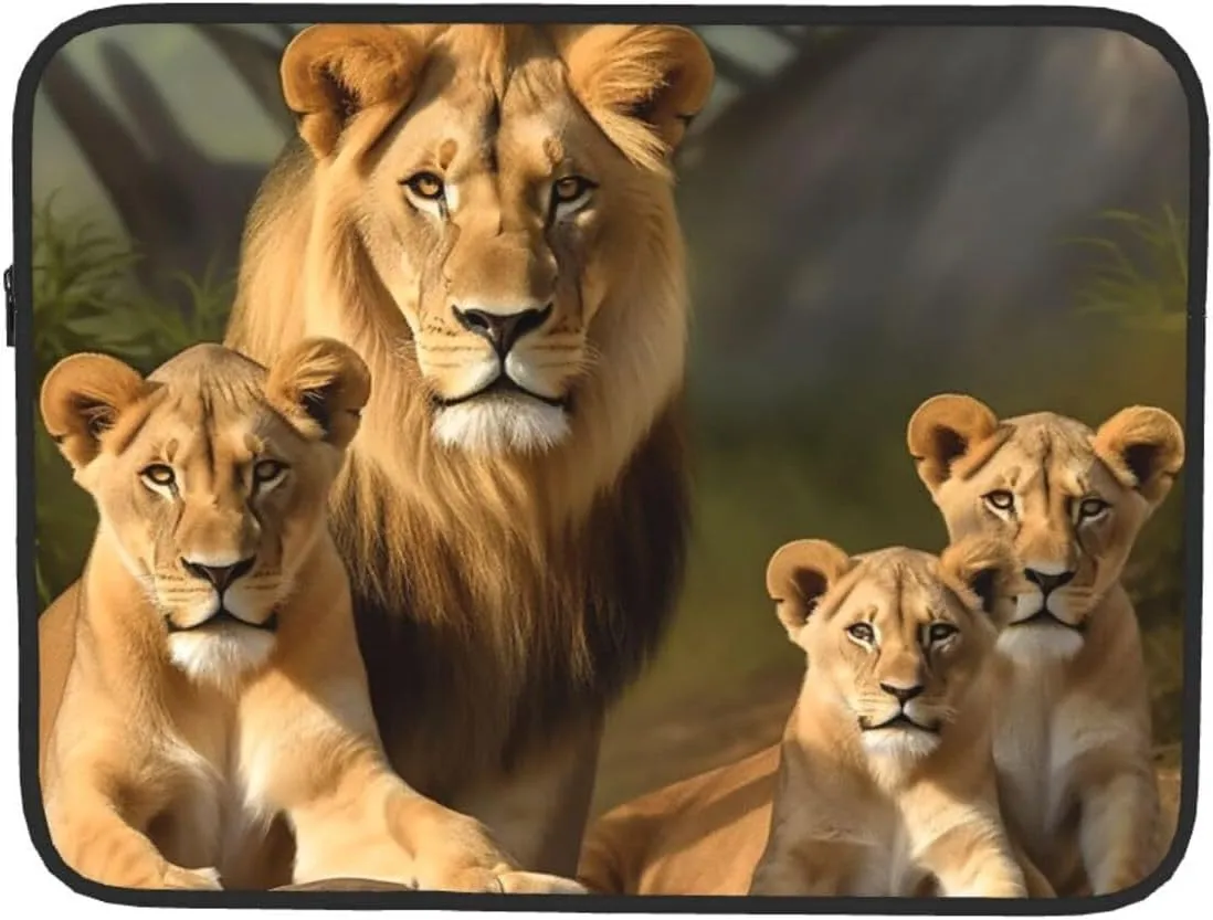 10 Inch Laptop Sleeve Bag Waterproof Shockproof Laptop Case Bag Lion Family Computer Skin Bags Lightweight Tablet Carrying Case