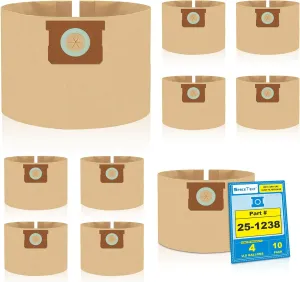 10 Pack Vacuum Filter Bags Compatible with Stanley and PorterCable 4 Gallon Wet Dry Vacuum, Part # 25-1238