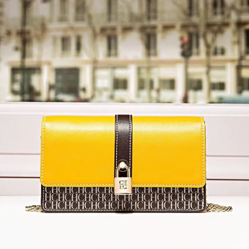 100% Genuine Leather CH Letter Printed Crossbody Bag
