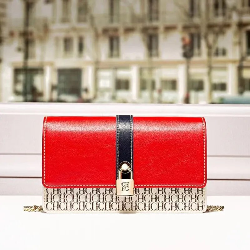 100% Genuine Leather CH Letter Printed Crossbody Bag