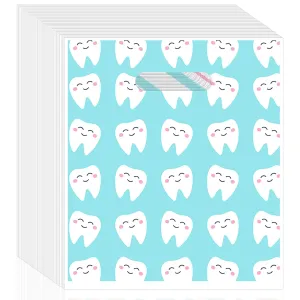 100 Pcs Dental Bags, Tooth Patient Care Dental Bags, 9 x 8 Inches dental goodie bags, for Dental Clinics, Schools and Patient use (Style 5)
