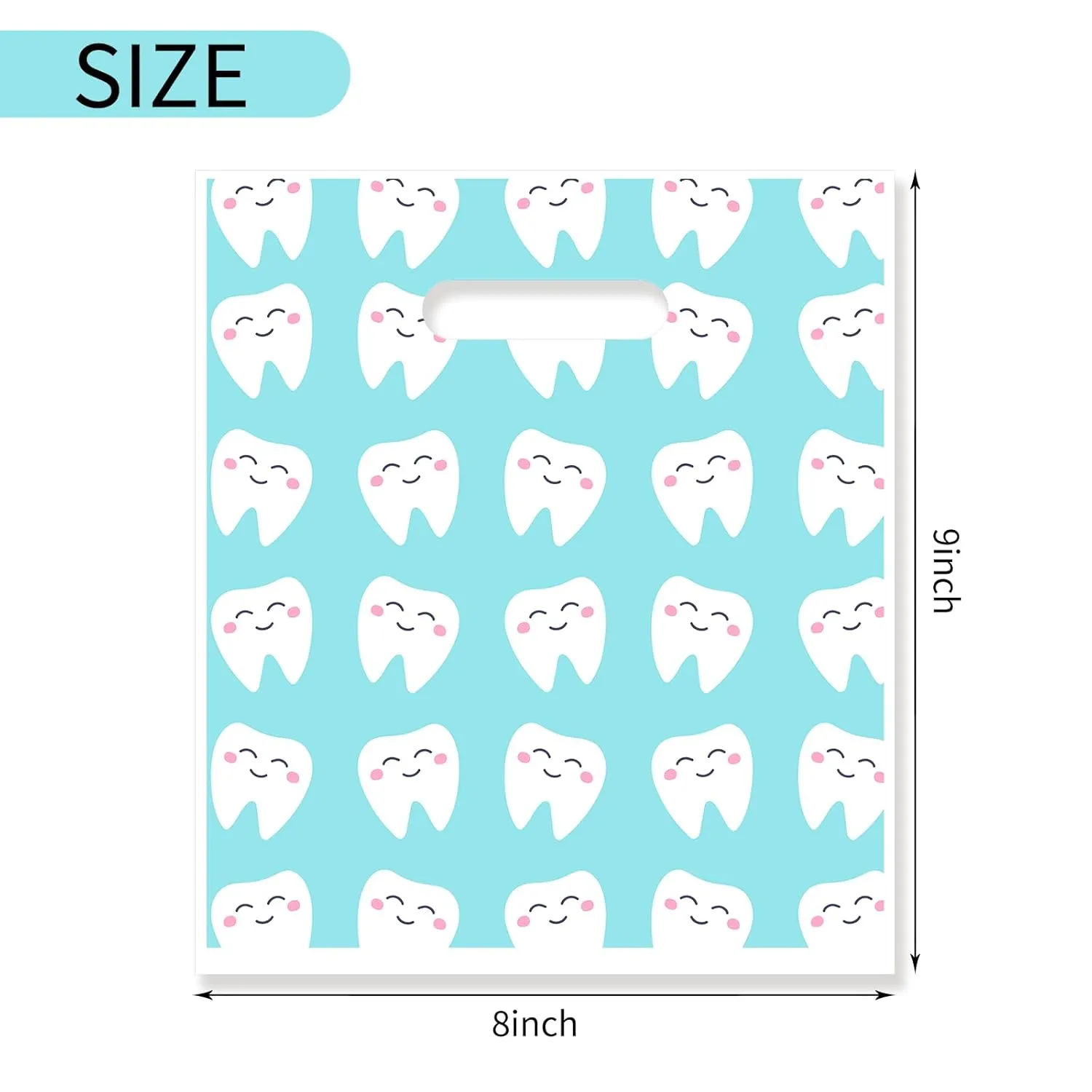 100 Pcs Dental Bags, Tooth Patient Care Dental Bags, 9 x 8 Inches dental goodie bags, for Dental Clinics, Schools and Patient use (Style 5)