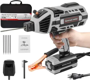 110V Handheld Welding Machine with IGBT Inverter, 5-Level Adjustable Current (20-120A), Portable Stick Welder for Steel/Iron, Fits 3/32"-1/8" Rods with storage bag (Grey)