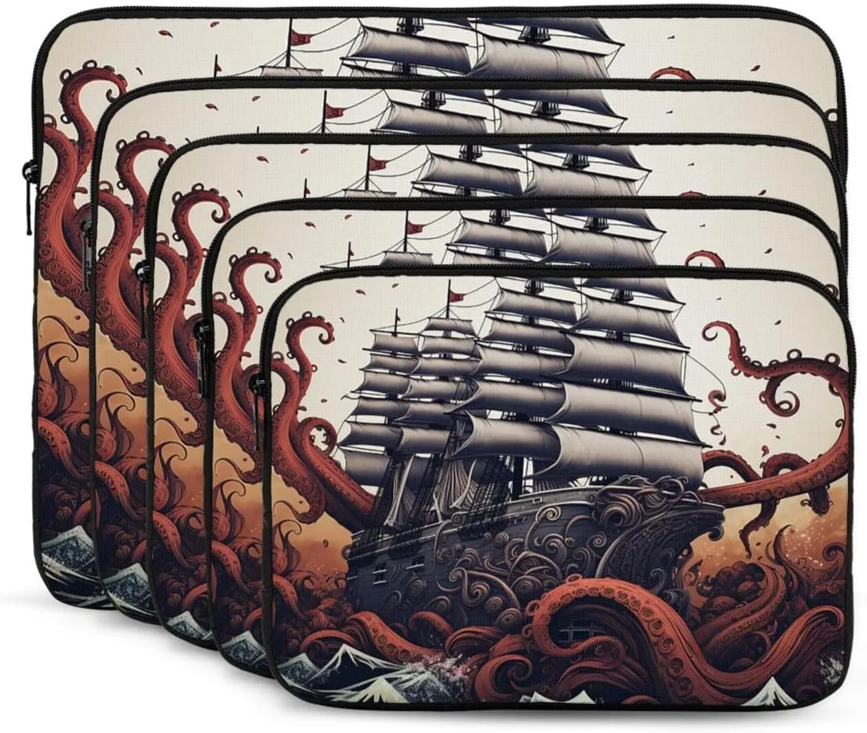 15 Inch Laptop Sleeve Bag Waterproof Shockproof Laptop Case Bag Octopus Tentacles with Ship Computer Skin Bags Lightweight Tablet Carrying Case