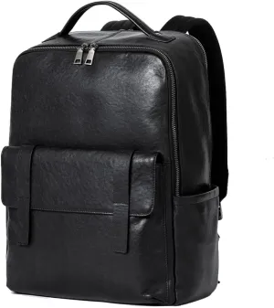 15.6 Inch Genuine Leather Laptop Backpack for Men Women, Business Travel Backpack Hiking Daypack Rucksack (7#Black)