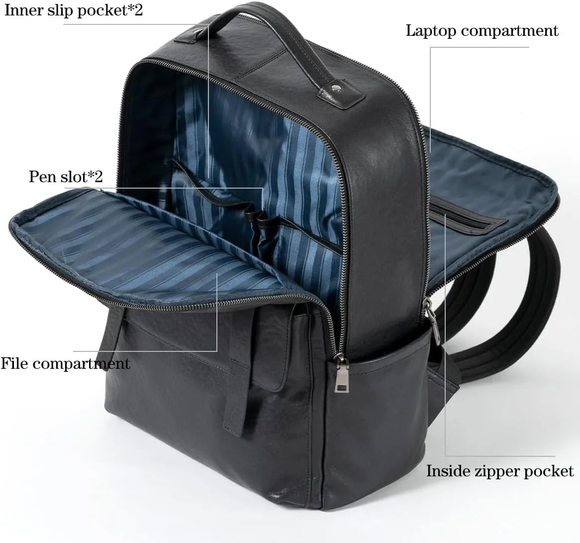 15.6 Inch Genuine Leather Laptop Backpack for Men Women, Business Travel Backpack Hiking Daypack Rucksack (7#Black)
