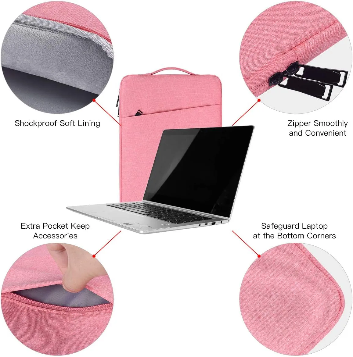 17 17.3 Inch Laptop Bag for Women, Carrying Computer Notebook Sleeve Case for Acer Chromebook 17/ Dell Inspiron/MSI/HP Envy Pavilion/ASUS/Lenovo IdeaPad College School Office Travel,Pink