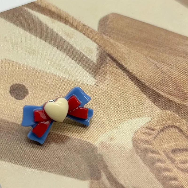 18mm Yellow and Blue Cartoon Bow Resin Buttons with Metal Shanks 50pcs
