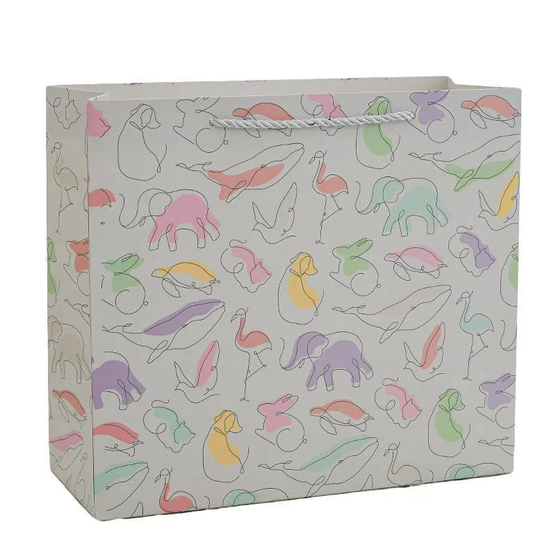 25pcs 14x15x7cm Creative Cartoon Paper Gift Bags Tote for Students Birthday Parties