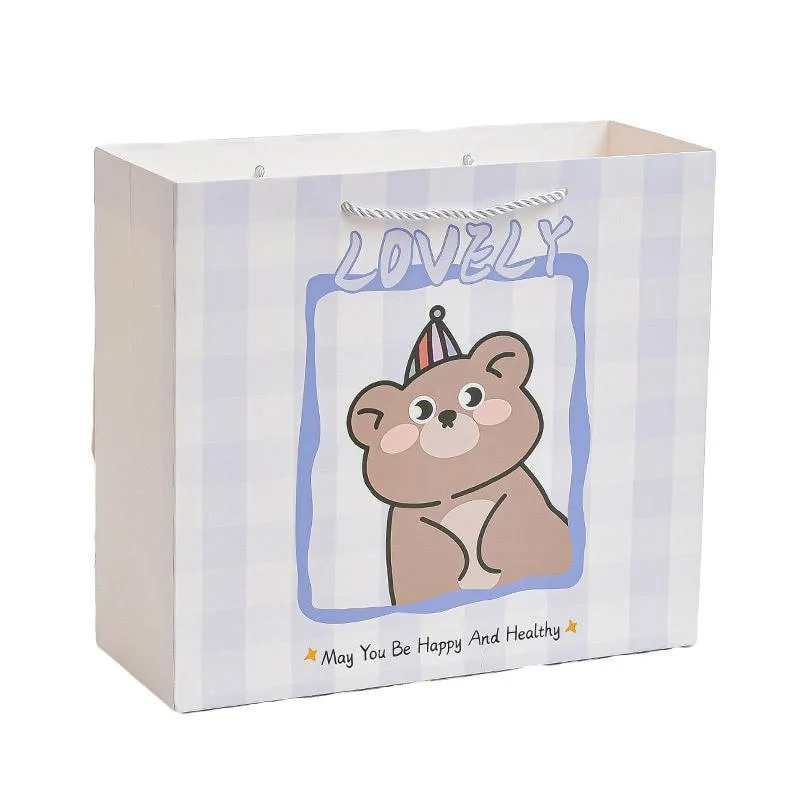 25pcs 14x15x7cm Creative Cartoon Paper Gift Bags Tote for Students Birthday Parties