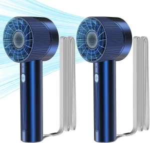 2PCS Portable Handheld Fan Rechargeable,Mini Personal Fan, Hand Held Fan With 4 Speeds Turbo Mini Fan, USB 2600mAh Battery Small High Speed Fan for Makeup, Home, Office, Travel and Outdoor Activities