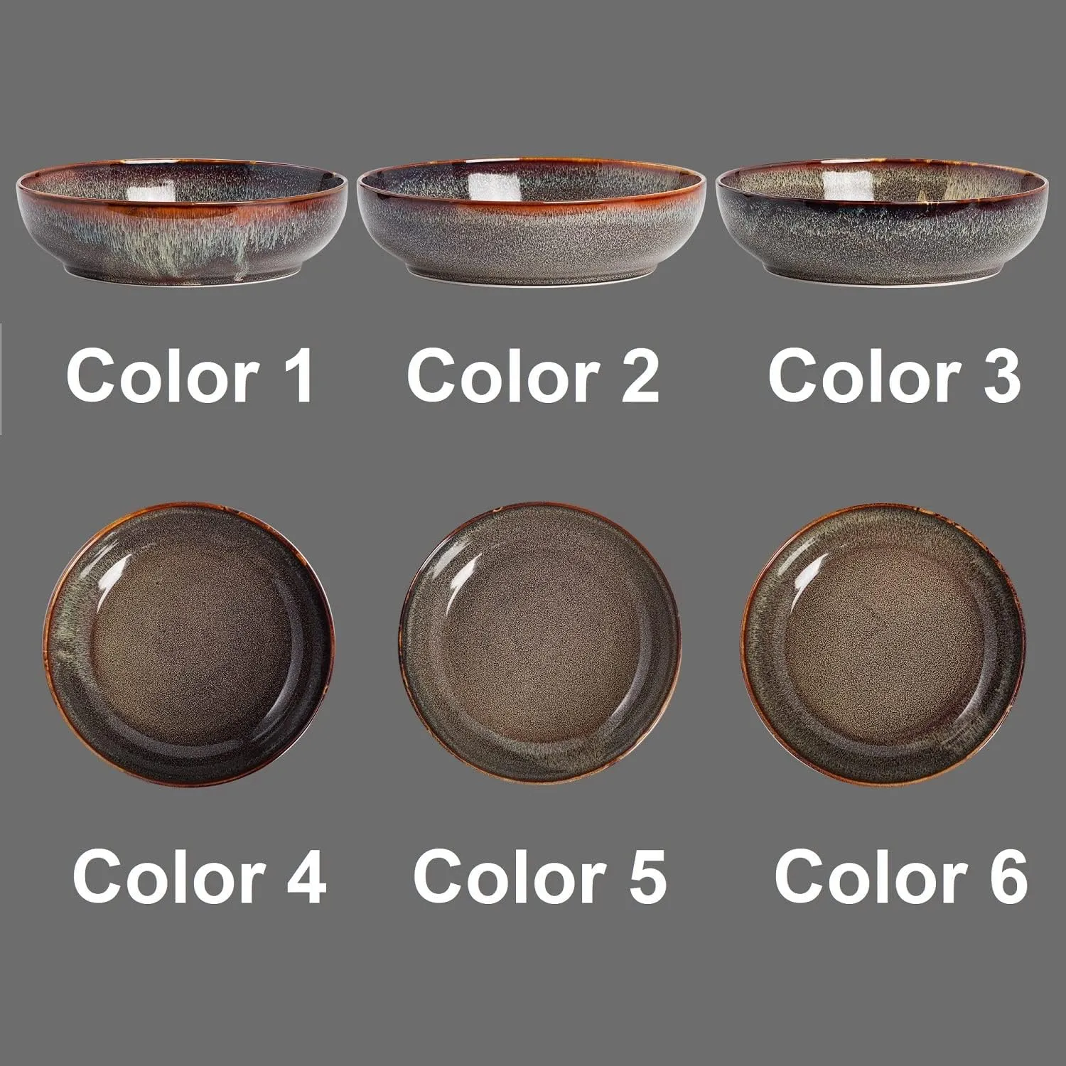30oz Pasta bowls set - 8" serving bowls - salad bowl set of 4 - Large ceramic Dinner bowls - Microwave safe Perfect for Housewarming, Thanksgiving, Christmas-Caramel Brown