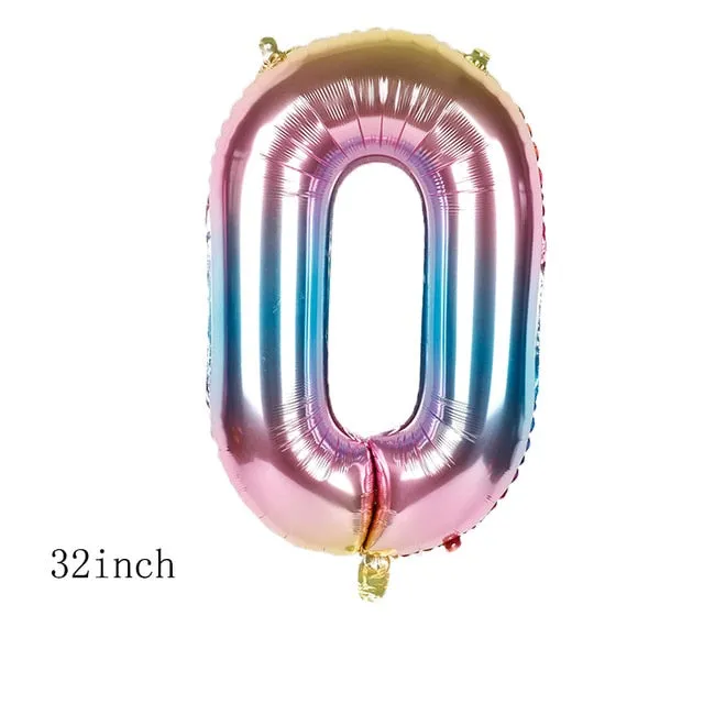 32inch Iridescent Color 0-9 Number Foil Balloons