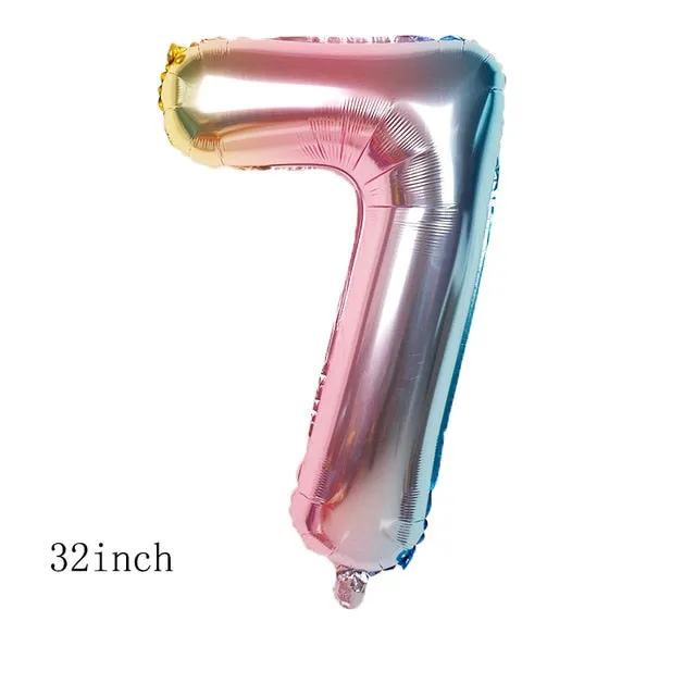 32inch Iridescent Color 0-9 Number Foil Balloons
