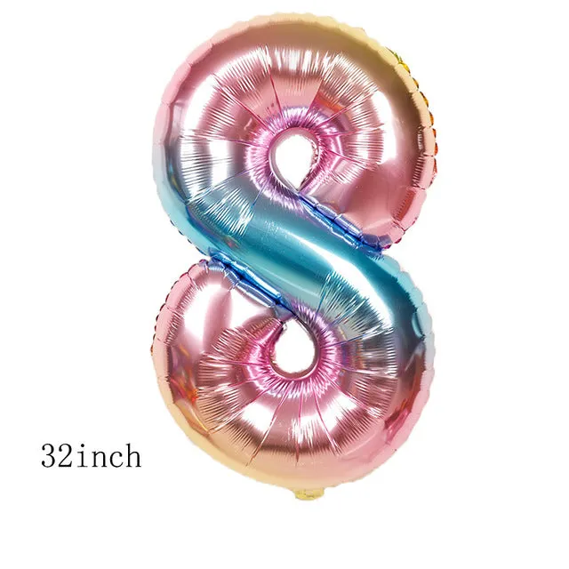 32inch Iridescent Color 0-9 Number Foil Balloons