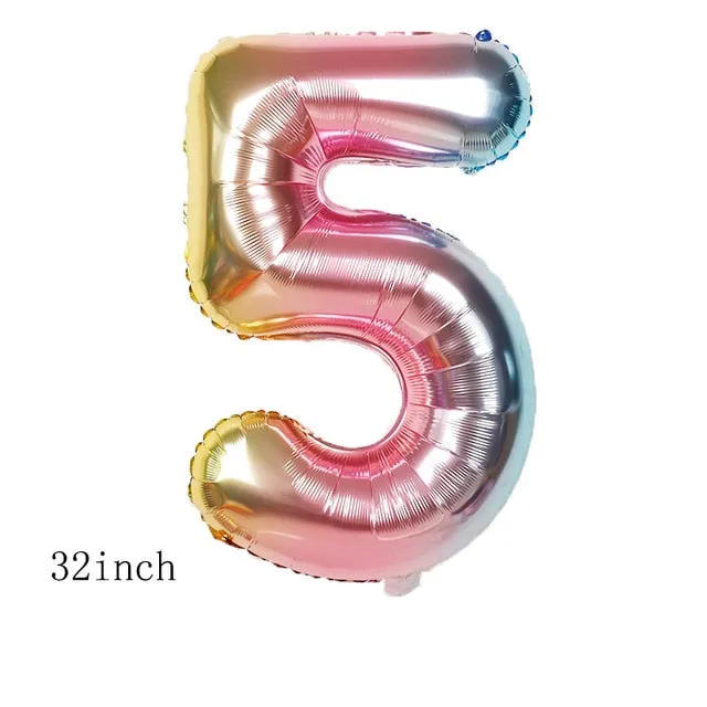 32inch Iridescent Color 0-9 Number Foil Balloons