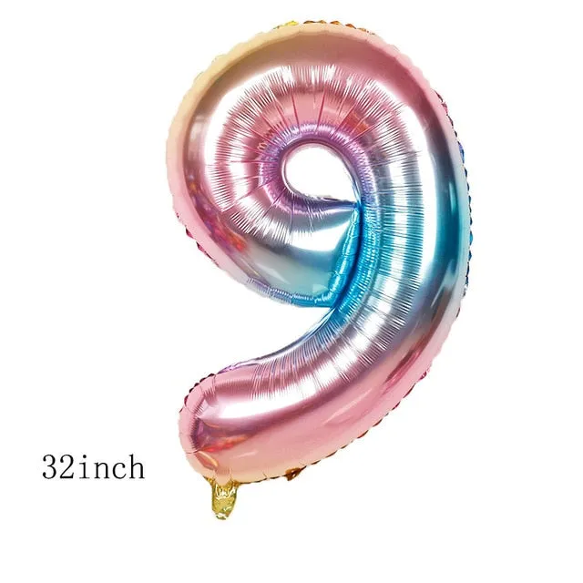 32inch Iridescent Color 0-9 Number Foil Balloons