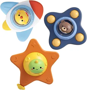 3PCS Suction Cup Spinner Toy for Toddlers,Travel Spinning Toys Sensory Toys for Babies,Bath Toy Birthday Gifts for Kids (Universe)