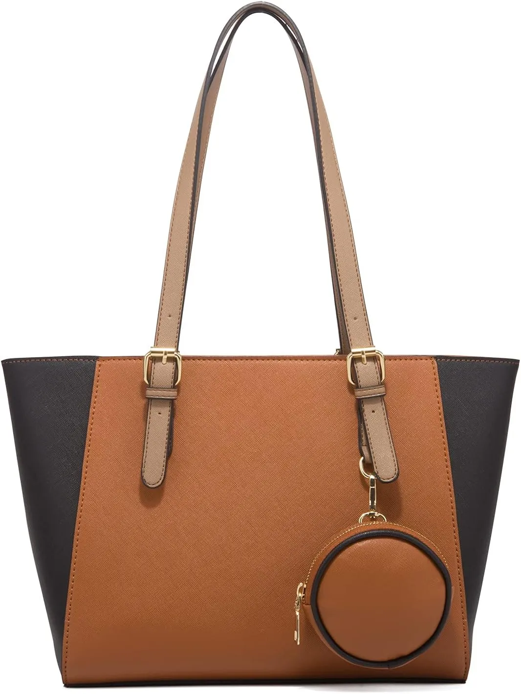 3pcs Women Stitching Tote Shoulder Handbag and Purse PU Cylindrical Crossbody Bag Coin Wallet