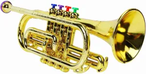 4 Colored Keys Kid Trumpet Toy, Real Sound Trumpet Toy Educational Toy Trumpet Beautiful Gold Color Musical Instruments Toy for Playing Trumpet