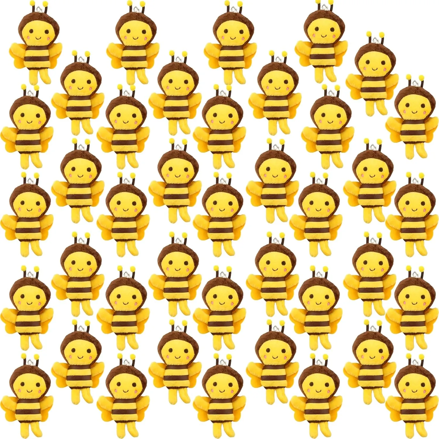 40 Pack Mini Bee Stuffed Animal Toys 5 Inch Cute Soft Plush Honeybee Keychain Lifelike Small Plush Bee for Baby Shower Holiday Birthday Animal Theme Party Favors