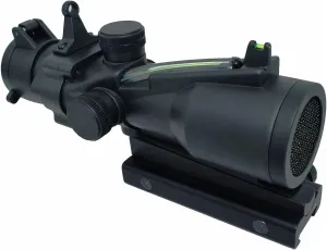 4x32 Prism Scope with Fiber Sight,4x32 Prism Rifle Scope - Illuminated Hunting Scope with 4X Magnification, 32mm Objective Lens for Crossbow, Airsoft & Tactical Rifles (Triangulation Reticle)