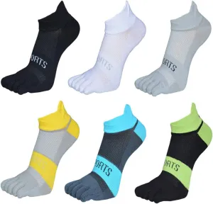 6 Pair Men's Cotton Breathable Five Finger Toe Socks No Show Mesh Casual Sports Socks