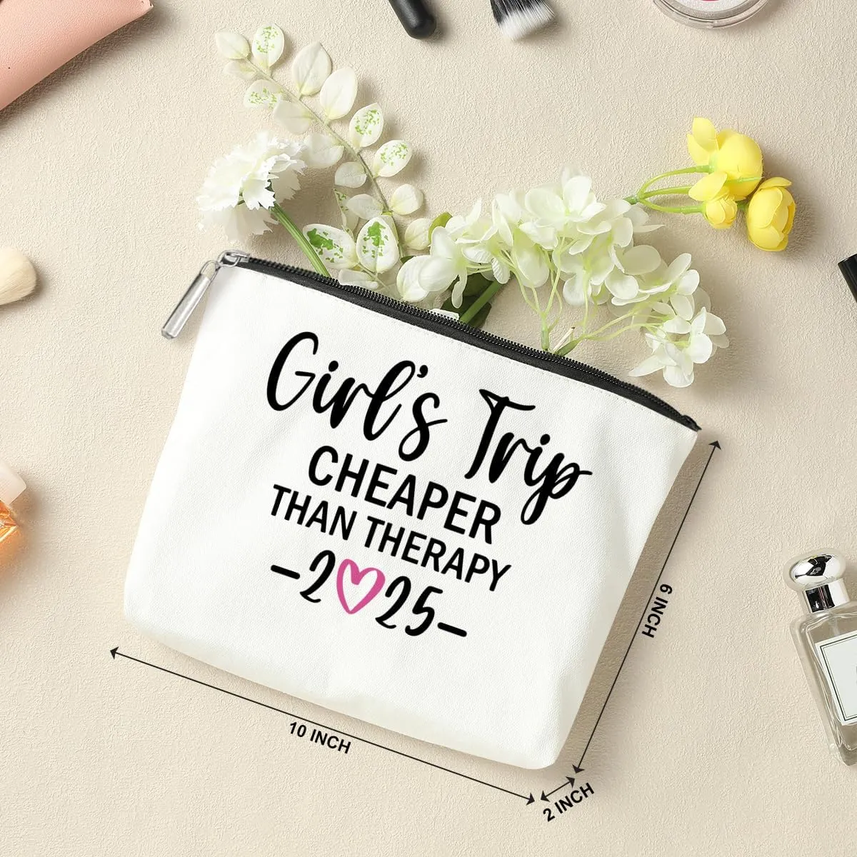6 PCS Girls Trip Gifts Favors 2025 Girls Weekend Gifts for Women Bestie Gifts Friend Gifts Girls Trip Favors for Her Sister Niece Friendship Holiday Vacation Makeup Bag Weekend Bags for Women
