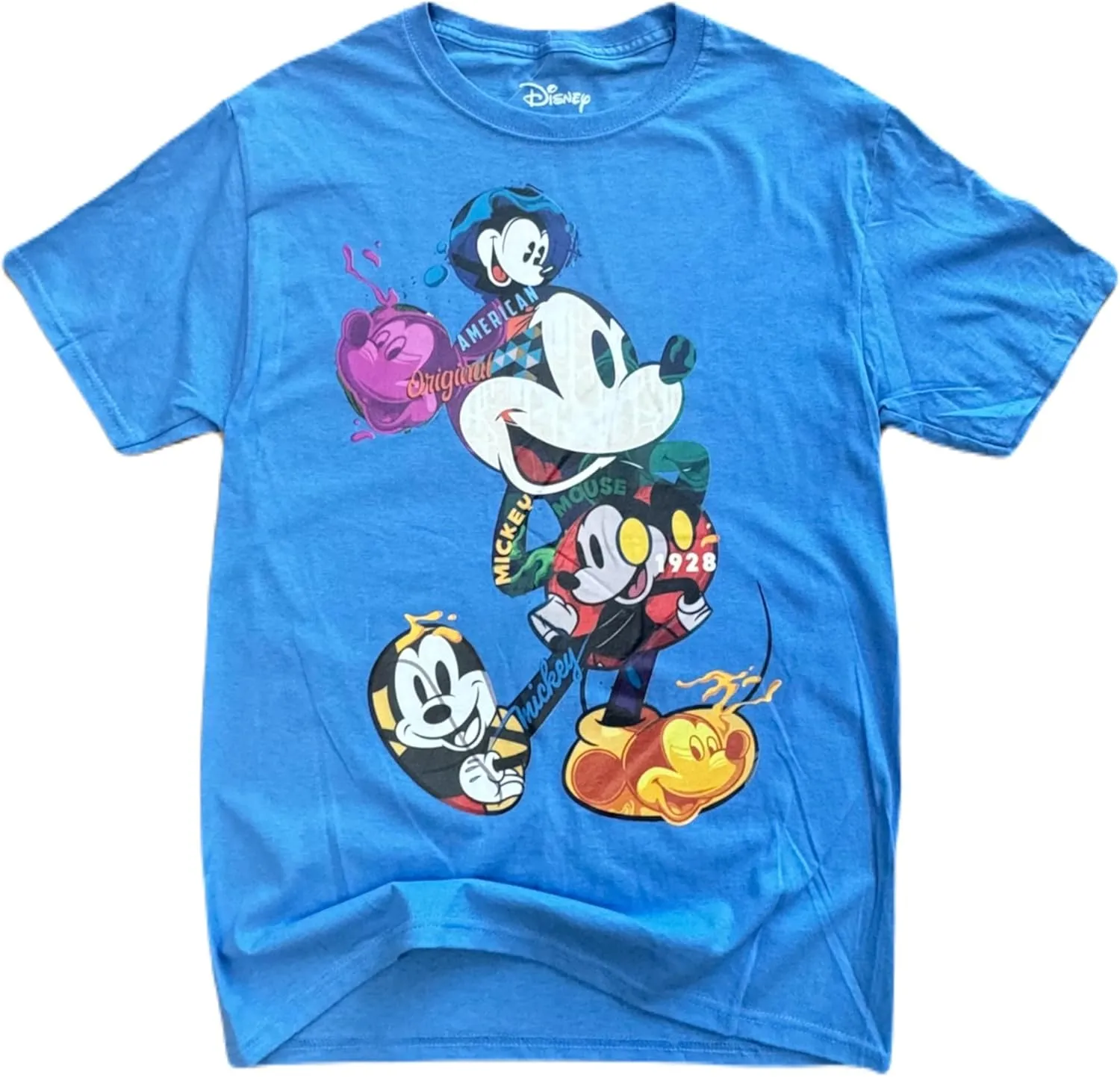 7STAR Classic Cartoon Icon Collage Men's T-Shirt – Retro Graphic Tee, Blue – Casual Short Sleeve Shirt