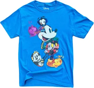 7STAR Classic Cartoon Icon Collage Men's T-Shirt – Retro Graphic Tee, Blue – Casual Short Sleeve Shirt