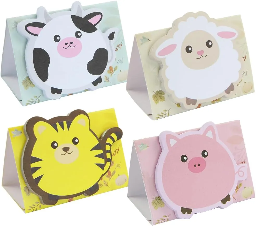 800 Sheets Animal Sticky Notes, 20 Pack Cute Sheep Tiger Pig Cow Shaped Cartoon Self-Stick Notes Kawaii Memo Note Pads Markers Flags for Students Teacher Home Office Roommates Gifts Tab Supplies