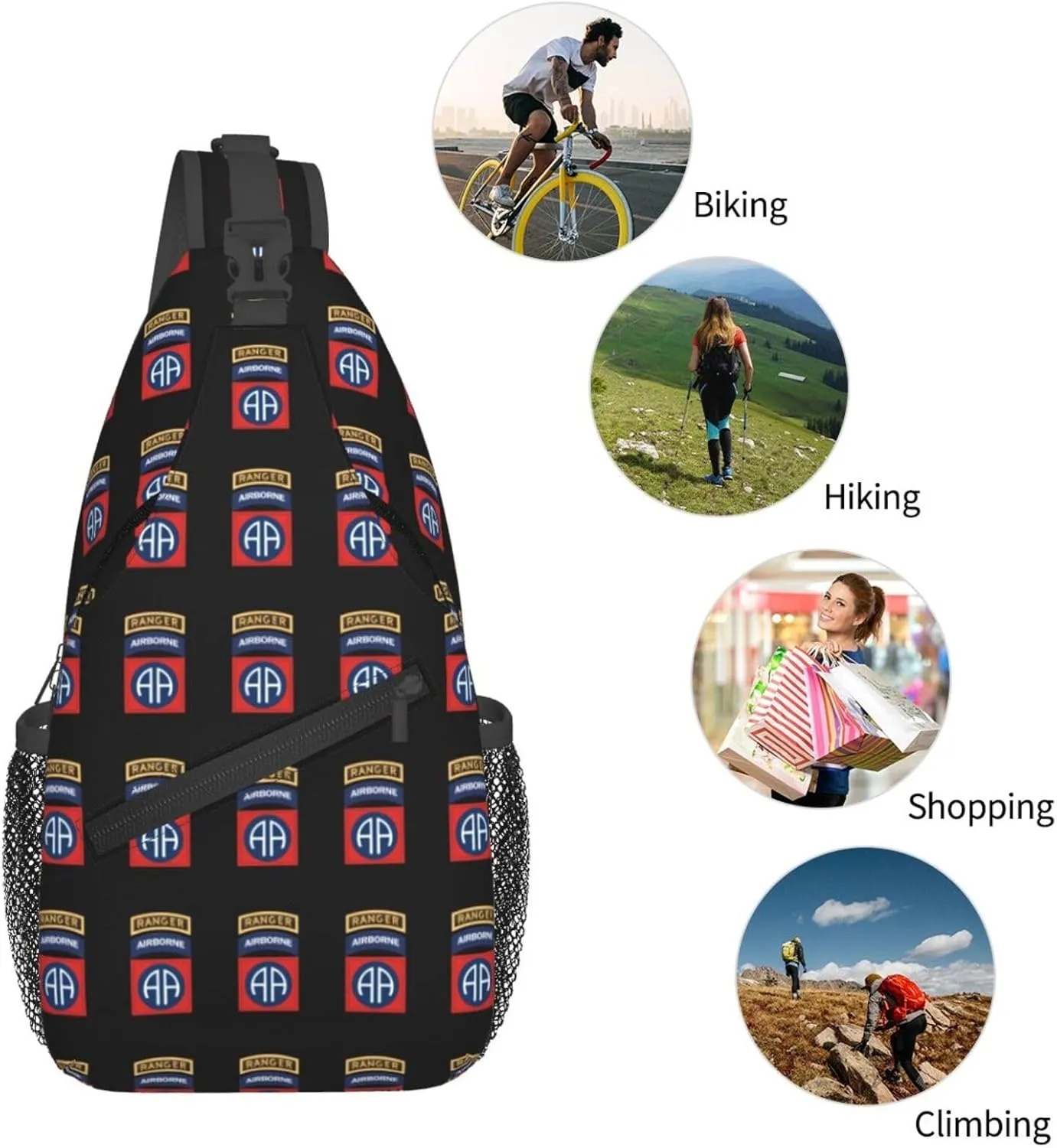 82nd Airborne Sling Backpack Chest Daypack Crossbody Crossbody Shoulder Bags For Travel Sports Running Hiking