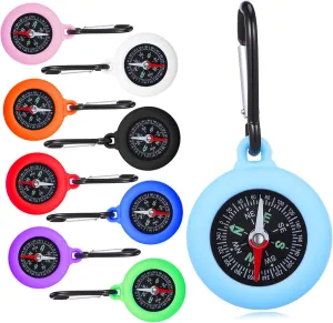 9pcs Mini Compass with Carabiner Lightweight Navigation Tool for Hiking Camping Mountaineering and Outdoor Adventures Keychain Compatible