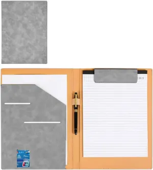 A4 Leather Padfolio Clipboard Folder, Leather Portfolio for Men and Women, Business Portfolio Binder, with r Business Card Holder Reciept Pocket A4 File& Document Sleeve, Notepad Clipboard
