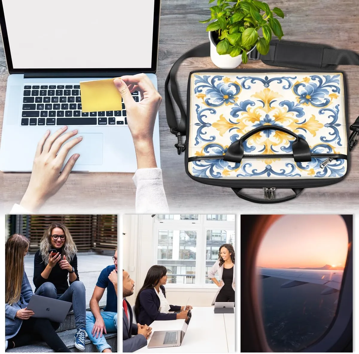 Abstract Fun Design Laptop Shoulder Bag for Tablet Computer Notebook Sleeve Messenger Carrying Case Briefcase Tote