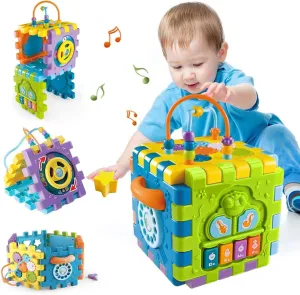Activity Cube Baby Toys 6 to12 Months,Early Educational Music and Light Baby Toys for 6 12 18 Months,1 Year Old Baby Toys Play Center, Boys Girls Birthday Gifts for 1 2 Years Old