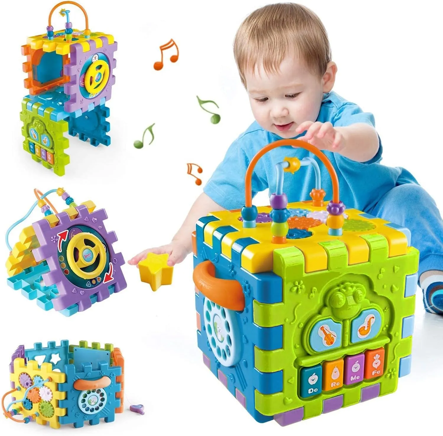 Activity Cube Baby Toys 6 to12 Months,Early Educational Music and Light Baby Toys for 6 12 18 Months,1 Year Old Baby Toys Play Center, Boys Girls Birthday Gifts for 1 2 Years Old
