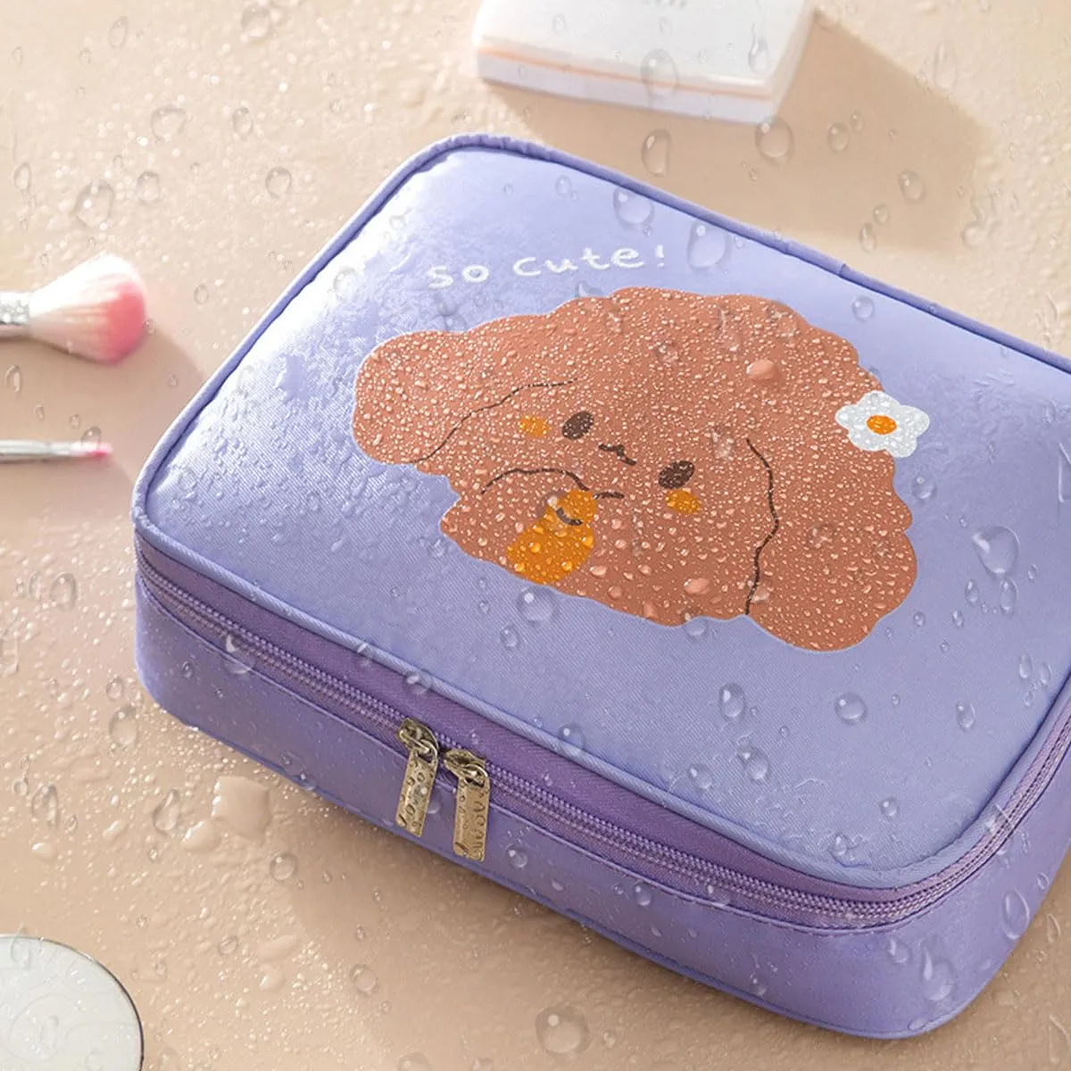 Adorable Women's Makeup Bag - Large Capacity Travel Cosmetic Bag, Handheld & Portable (Purple)