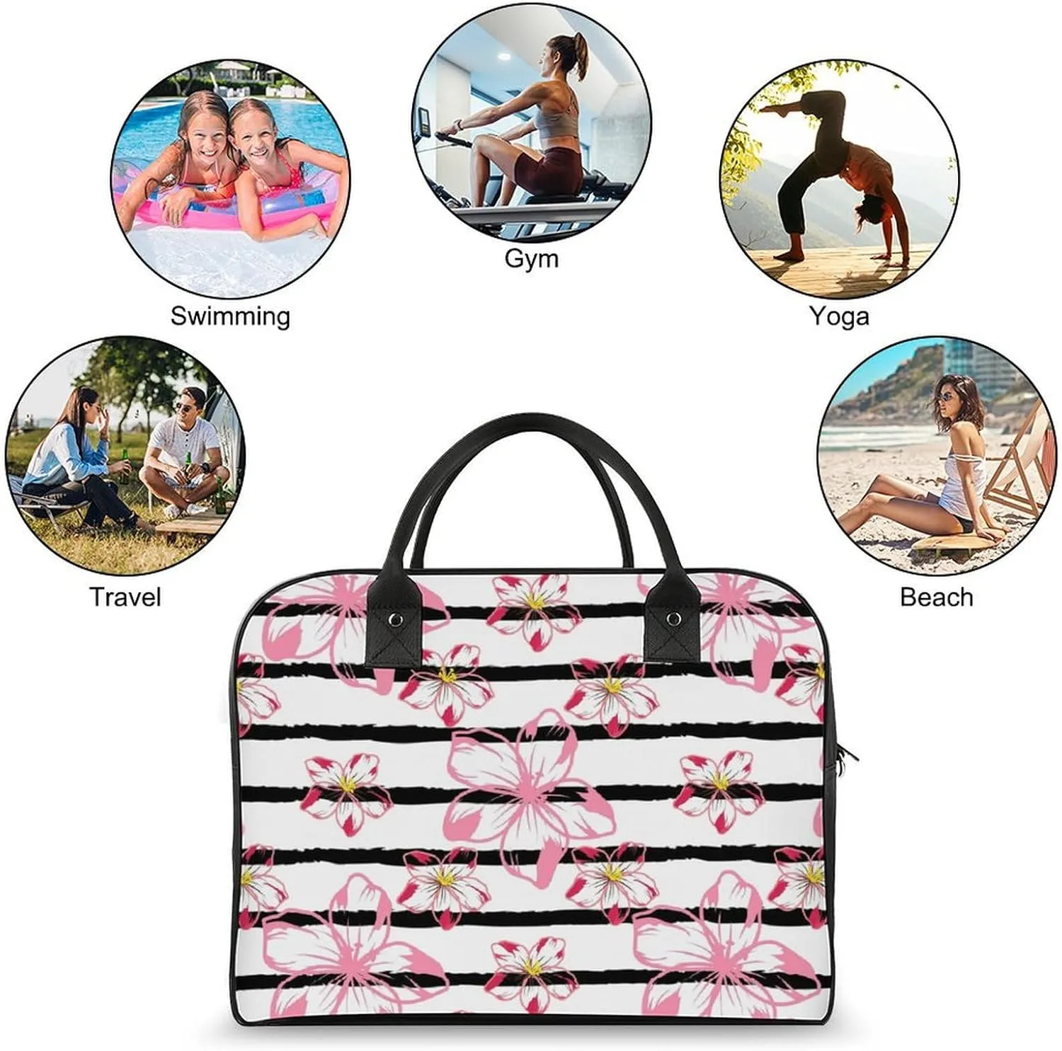 Adult Crossbody Nylon Oriental Cherry Novelty Handbag for Traveling 13" X 19" X 8"