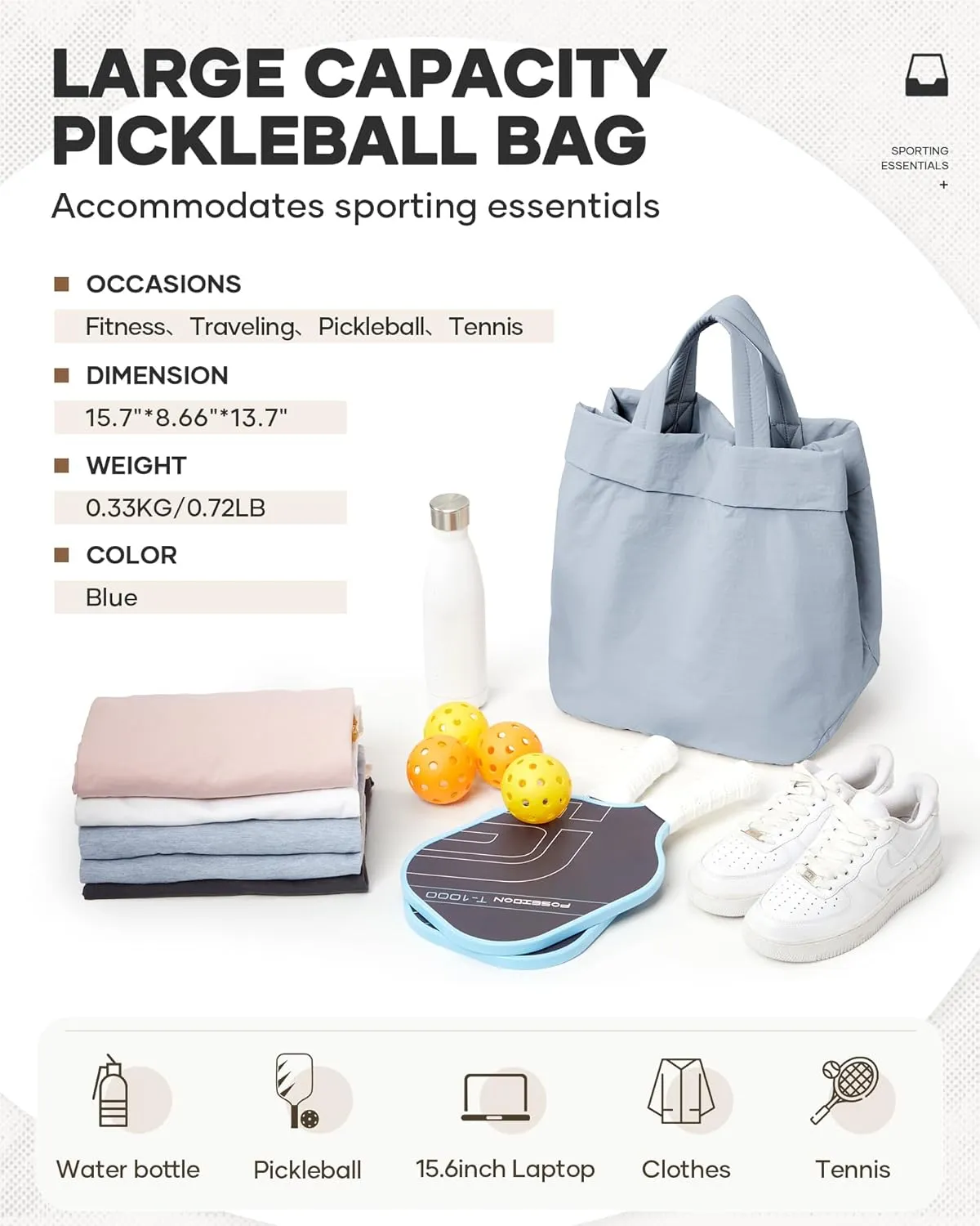Adult Unisex Pickleball Bags Crossbody Sports Bag Pink Modern Sling Satchel Nylon 3 Sections 15.5 Inches