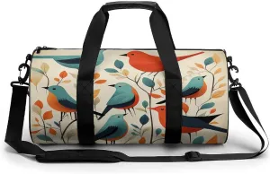 Aesthetic Sports Bag for Women Flock of Birds Printed Duffle Travel Bag for Men Women Mini Workout Bags Cylindrical Gym Bag
