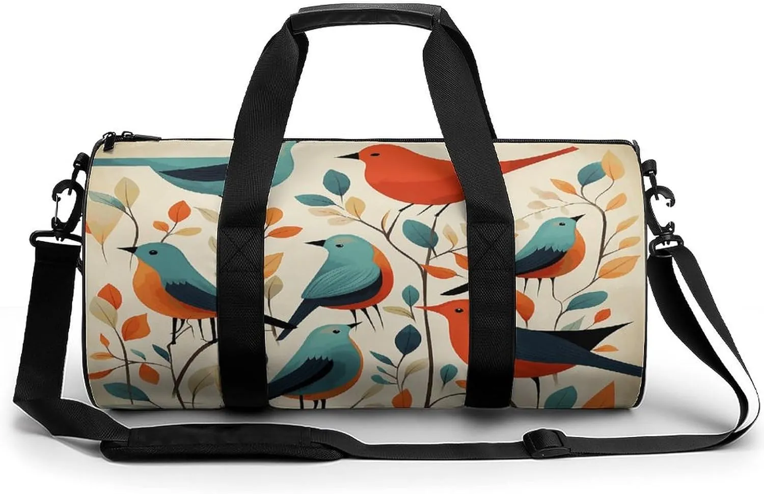 Aesthetic Sports Bag for Women Flock of Birds Printed Duffle Travel Bag for Men Women Mini Workout Bags Cylindrical Gym Bag