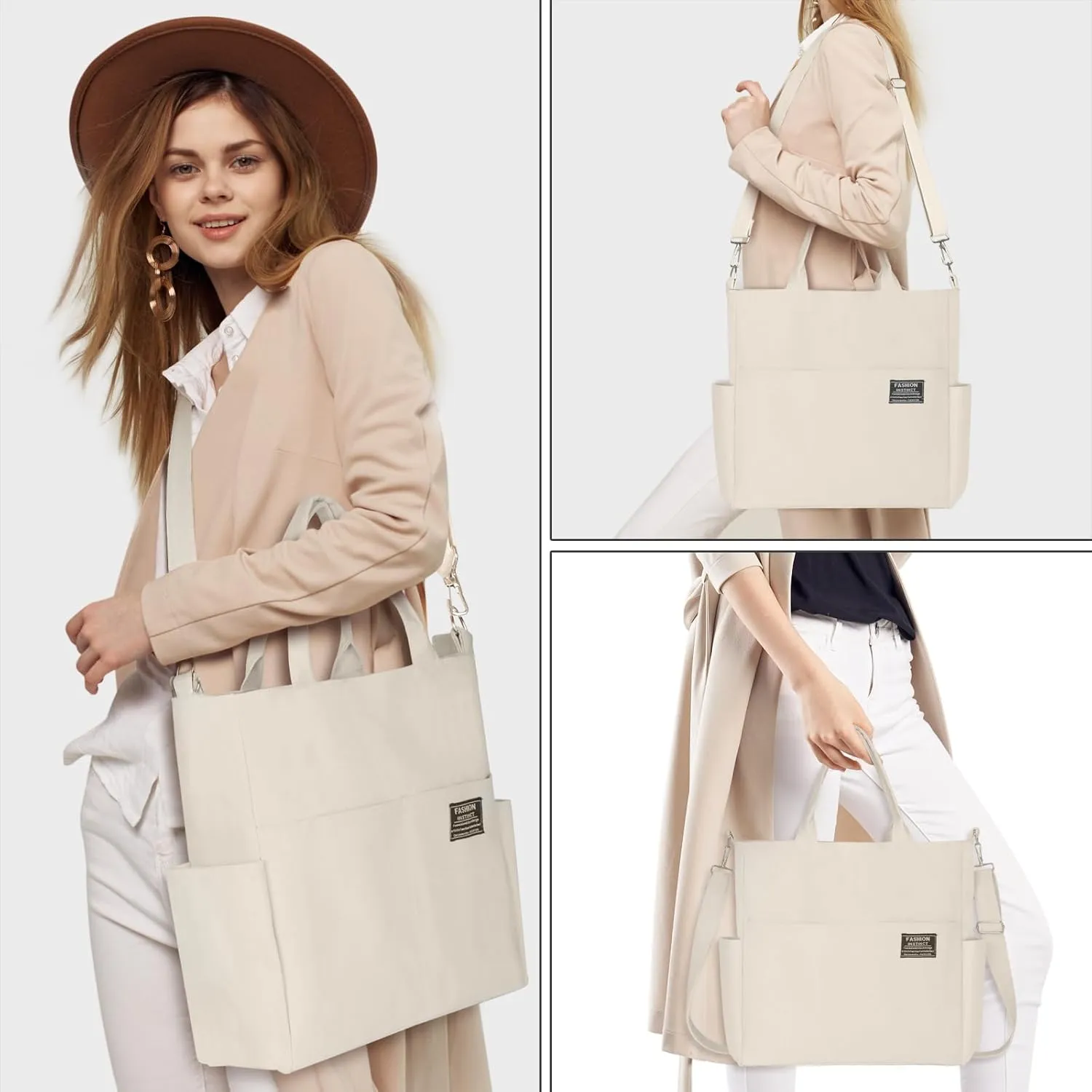 Afashor Women's Canvas Tote Bag Fashion Crossbody Handbag Large Capacity Travel Satchel