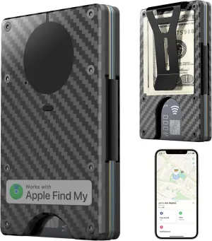Air Wallet Minimalist Wallet With Built In Airtag Chip, Rfid Blocking Credit Card Holder, Slim Wallet For Men, Compatible With Apple Find My Ios Only,Trackable Wallet (Carbon Fiber)