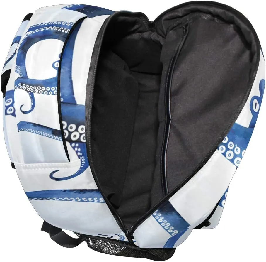 ALAZA Blue Marine Kraken Octopus Large Backpack for Kids Boys Girls Student Laptop iPad Tablet Travel School Bag w/Multiple Pockets for Men Women College