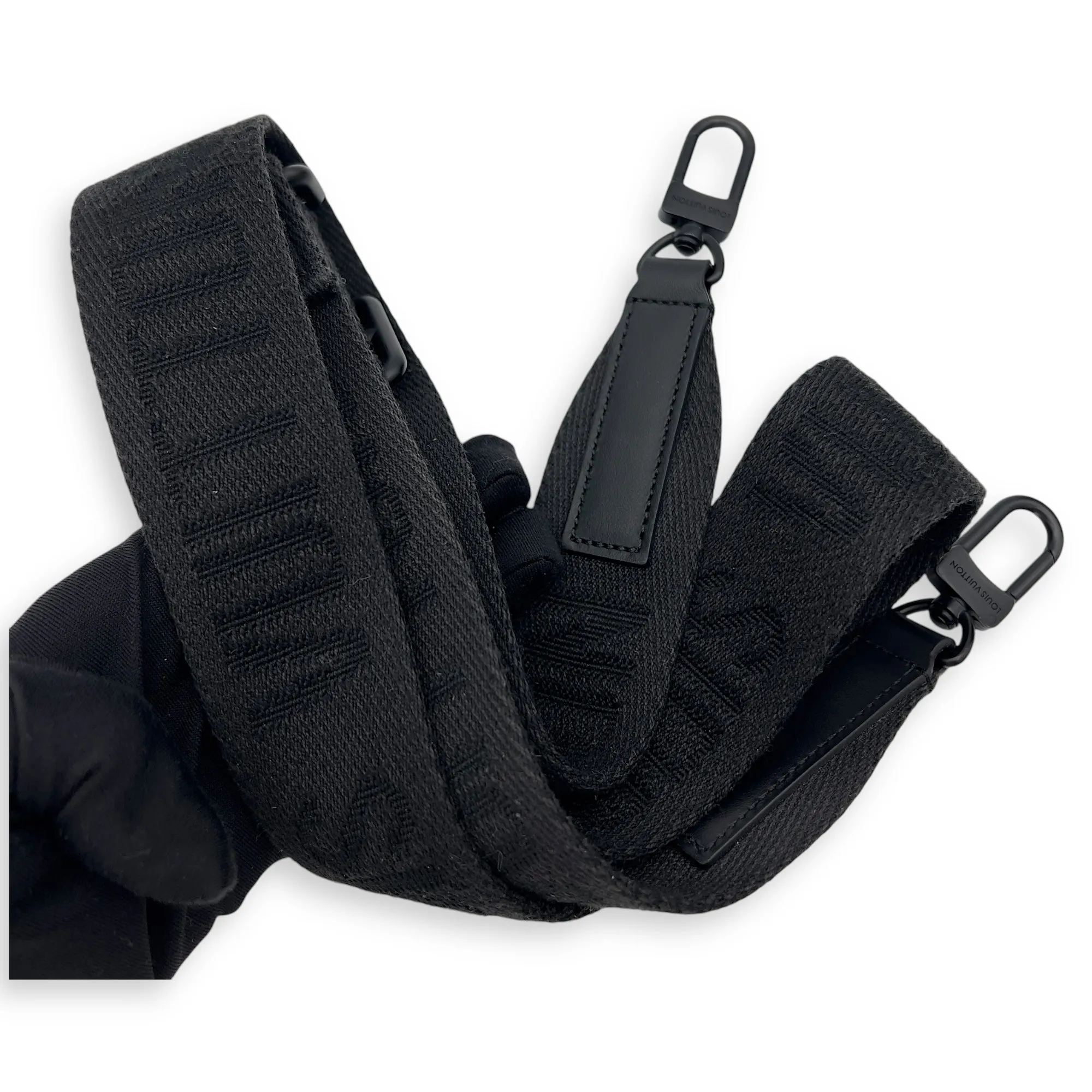 Alpha Wearable Wallet Black Crossbody Bag in Calfskin, Lacquered Metal hardware