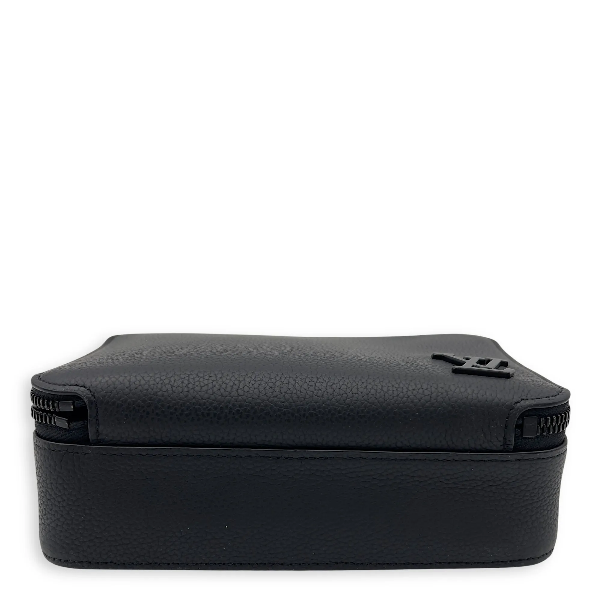 Alpha Wearable Wallet Black Crossbody Bag in Calfskin, Lacquered Metal hardware