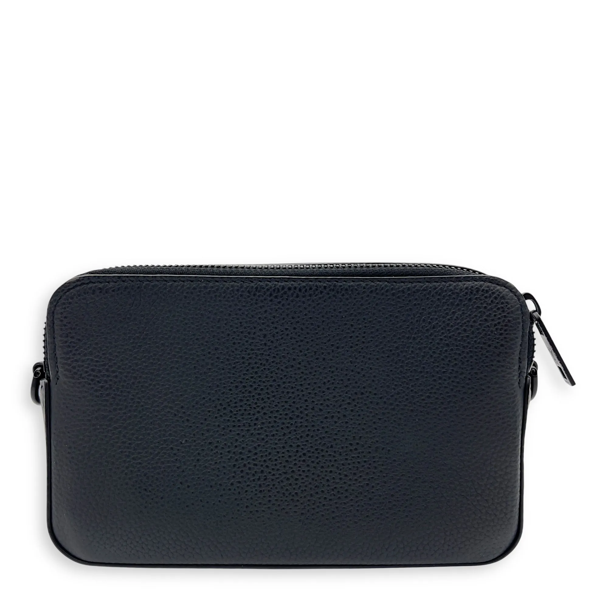 Alpha Wearable Wallet Black Crossbody Bag in Calfskin, Lacquered Metal hardware